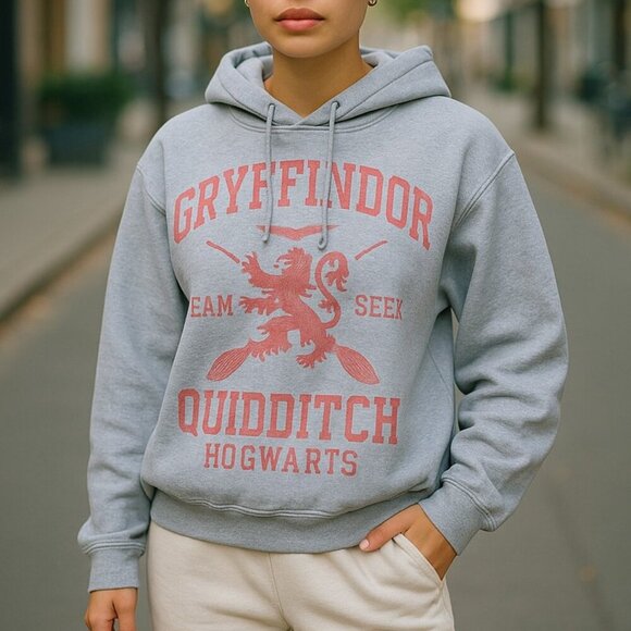 Gryffindor Quidditch Hogwarts Grey Unisex Sweatshirt - Size S - Picture 1 of 11
